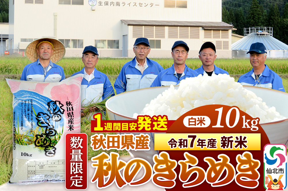 ＜令和7年産 新米＞【白米】秋のきらめき 10kg（10kg×1袋）精米 秋田県 仙北市産 10キロ