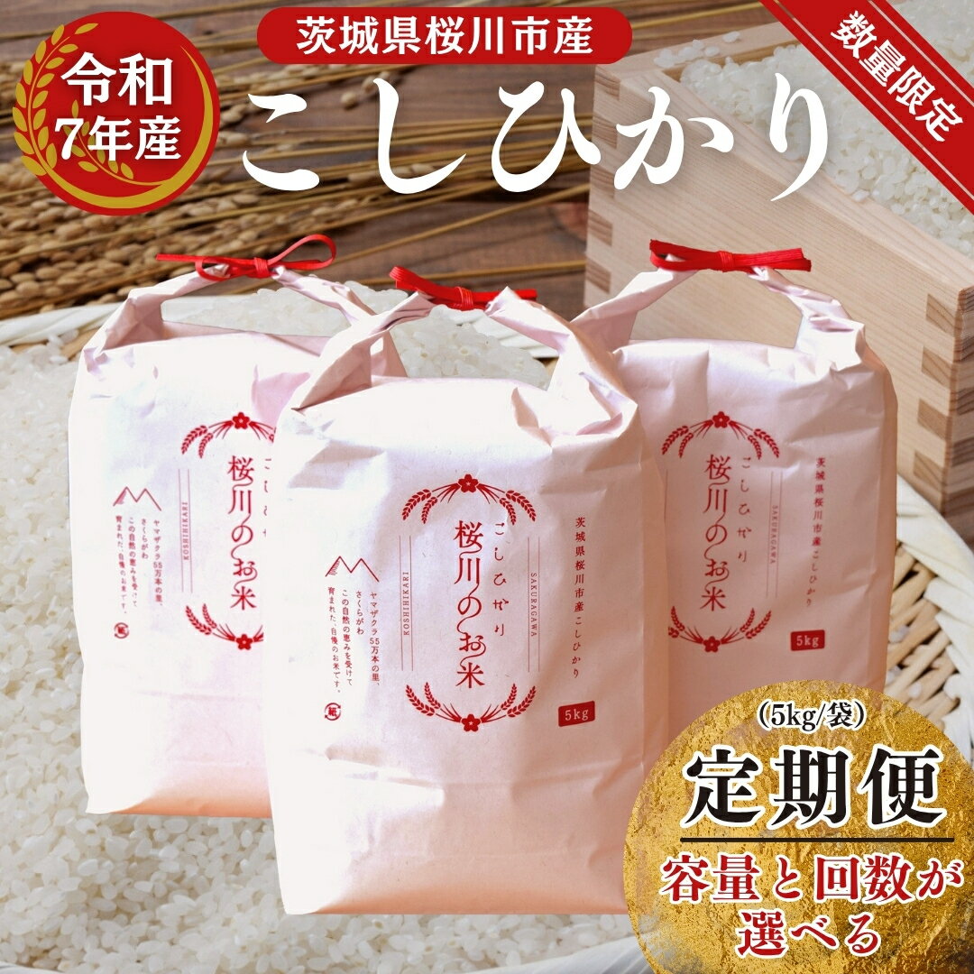 【ふるさと納税】《 定期便 先行予約 》【生産者支援】《 令和7年産 新米 》 茨城県桜川市産 こしひかり 10kg ( 5kg × 2袋 ) ～ 15kg ( 5kg × 3袋 ) 3ヶ月 6ヶ月 茨城県産 桜川 米 お米 白米 コメ ごはん 精米 コシヒカリ 国産 限定 銘柄米