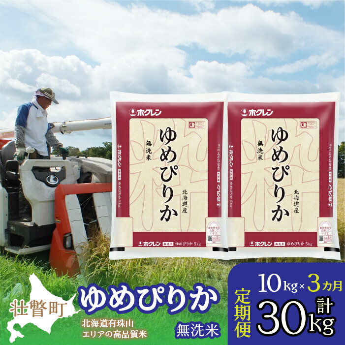 【ふるさと納税】【令和7年産 3ヶ月定期配送】（無洗米10kg）ホクレンゆめぴりか（無洗米5kg×2袋） 【 ふるさと納税 人気 おすすめ ランキング 北海道産 壮瞥 定期便 無洗米 米 白米 ゆめぴりか こめ 贈り物 贈物 贈答 北海道 壮瞥町 送料無料 】 SBTD063