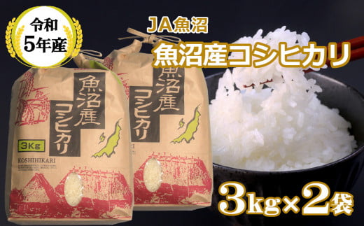 r05-15-1JA ＜令和5年産＞ 魚沼産コシヒカリ3kg×2袋【クラフト袋入り】（JA魚沼）白米 魚沼 米