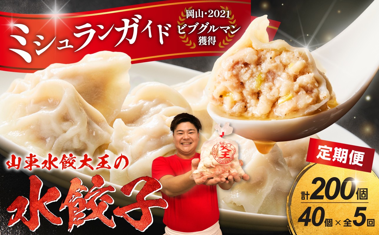 
餃子 水餃子 定期便 5回発送 40個 ミシュラン 山東水餃大王
