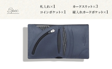 財布 二つ折り R-42 AirWallet tanned leather ネイビー 紺 ウォレット 革財布 皮小物 メンズ レディース おしゃれ コンパクト ハンドメイド 薄い 本革