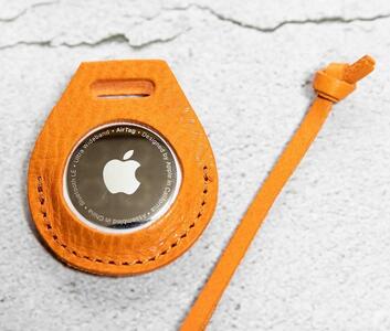 エアタグ用 ケース カバー レザー 本革 apple airtag 【オレンジ シュリンク】