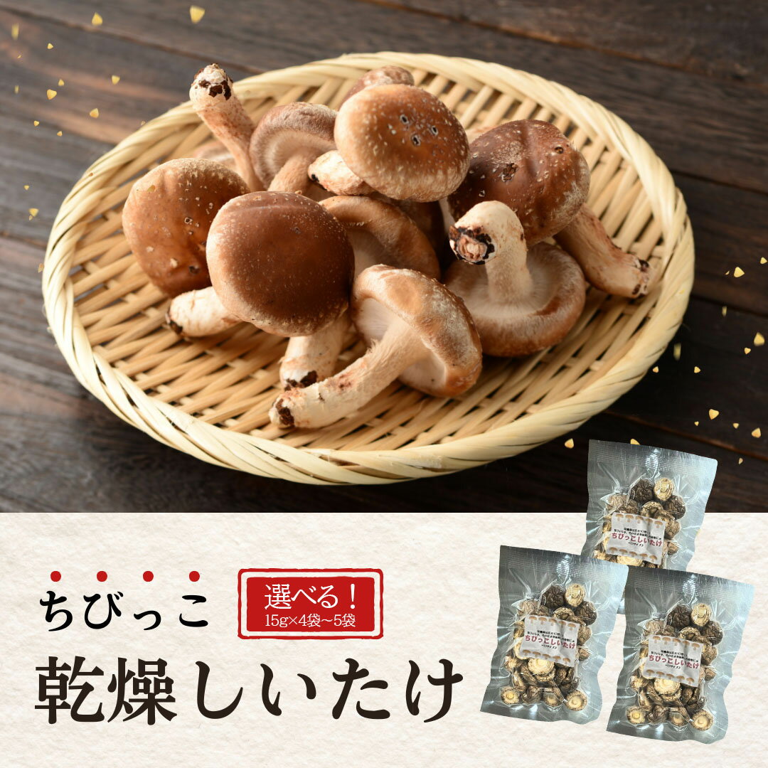 【ふるさと納税】 大分県産 しいたけ 津久見で育てたちびっこ乾燥しいたけ 選べる 4~5袋 (1袋15g)　|　津久見市 干し椎茸 菌床しいたけ シイタケ きのこ 肉厚 小粒 乾物 大分県 九州 国産 産地直送 送料無料 【創造工房】