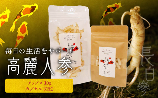 高麗人参   乾燥チップス10ｇ、カプセル31粒 _U128-0029