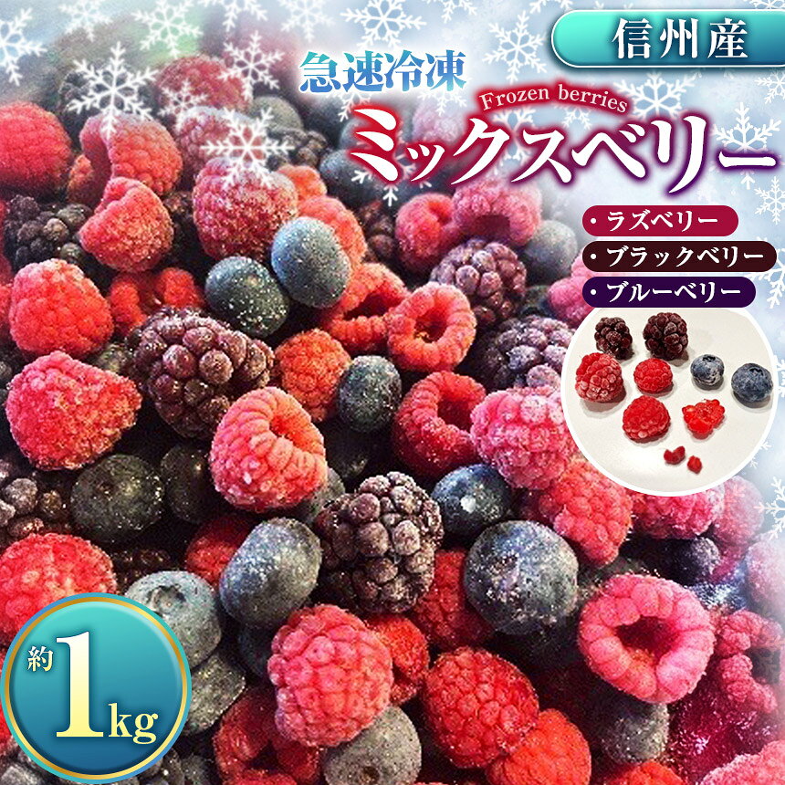 【ふるさと納税】 ベリー ミックス 信州 伊那産 冷凍 ミックスベリー 1kg 国産 ベリー 3種 ：ラズベリー ・ ブラックベリー ・ ブルーベリー | 果物 フルーツ ベリー 手摘み 急速冷凍 木の実 スムージー ビタミンC 長野県 伊那市 【019-13】