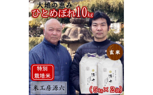 【令和8年産・玄米】米工房源六の大地の恵みひとめぼれ5kg×2袋　※10月上旬ごろから順次発送開始