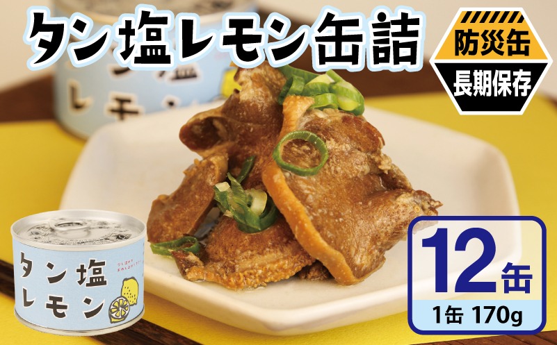 020C573 タン塩レモン缶詰 12缶セット【豚タン 豚たん おかず おつまみ 防災 備蓄 非常食 防災缶 長期保存】