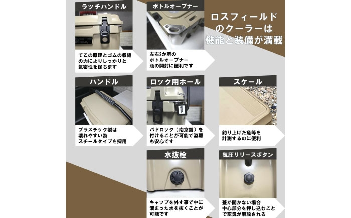 ROS FIELD クーラーボックス アーミーグリーン ハード 18.9L/20QT