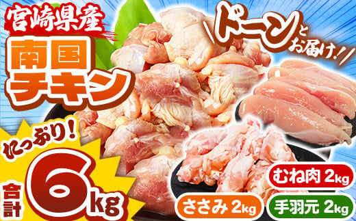 
            宮崎県産 南国チキン  3種部位セット（ ササミ、手羽元、ムネ ） 合計 6kg   | 肉 にく ささみ 1kg ×2パック、 手羽元 1kg × 2パック、ムネ 1kg × 4パック 人気 鶏肉 セット 唐揚げ チキン南蛮 煮物 肉 にく ブロイラー生産 No.1 宮崎県 数量限定 期間限定 |  ふるさと納税 返礼品
          