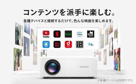 小型プロジェクター FUNLOGY Projector | 500g軽量 手のひらサイズ 最大180インチ大画面 天井投影対応 スピーカー内蔵 ホームシアター iPhone スマホ PC Switch