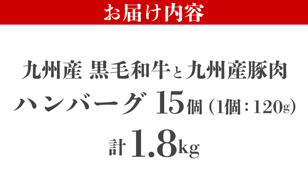 【満足度高】九州産黒毛和牛と九州産豚肉 ハンバーグ 15個セット | 国産牛 国産豚 肉汁 ジューシー 九州産 個包装 小分け 無添加 冷凍 惣菜 おかず 夕食 時短 簡単調理 送料無料 福岡県 那珂川市