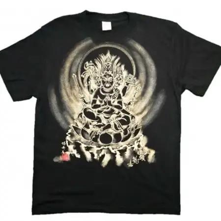 手描きTシャツ 仏画 馬頭観音 黒 (半袖 Sサイズ)【1615703】