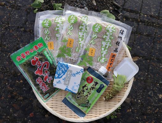 藤屋わさび農園　【極】わさび好きセット　生わさび、安曇野そば、わさび漬など計５品