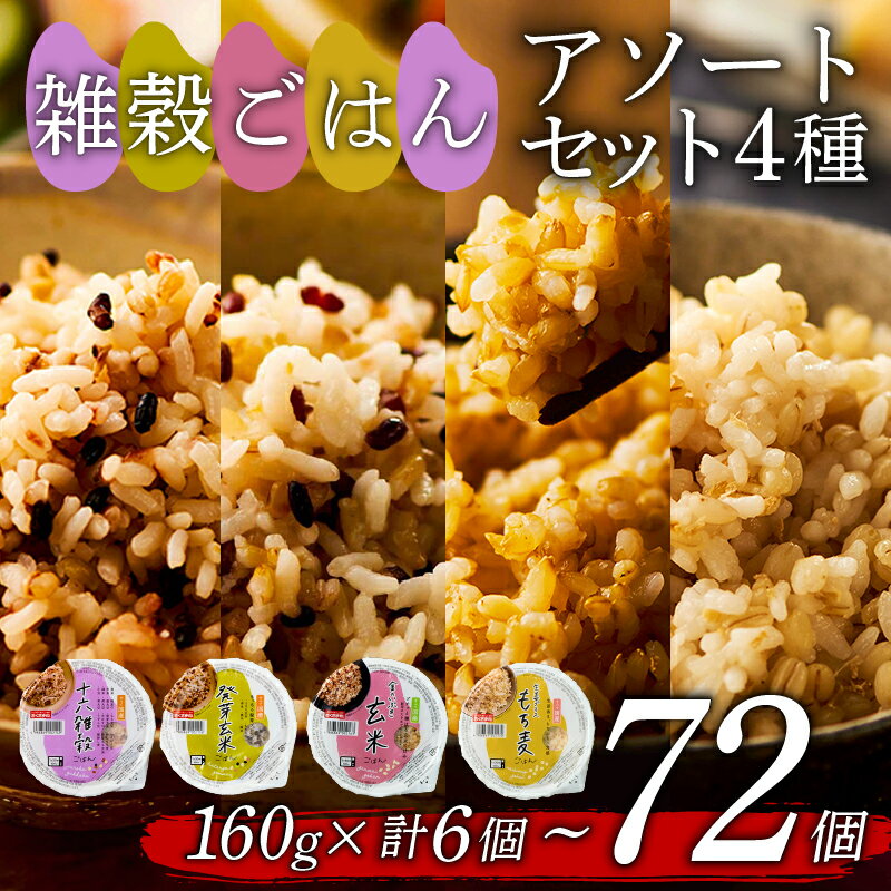 【ふるさと納税】 選べる 個数 雑穀ごはん アソートセット 4種 160g 6個-72個 十六雑穀 発芽玄米 玄米 もち麦 パックごはん パックご飯 ごはんパック ご飯パック パックライス パック 16 雑穀 米 ごはん ご飯 こめ ライス 備蓄 保存 レンジ 簡単 ダイエット レトルト 国産