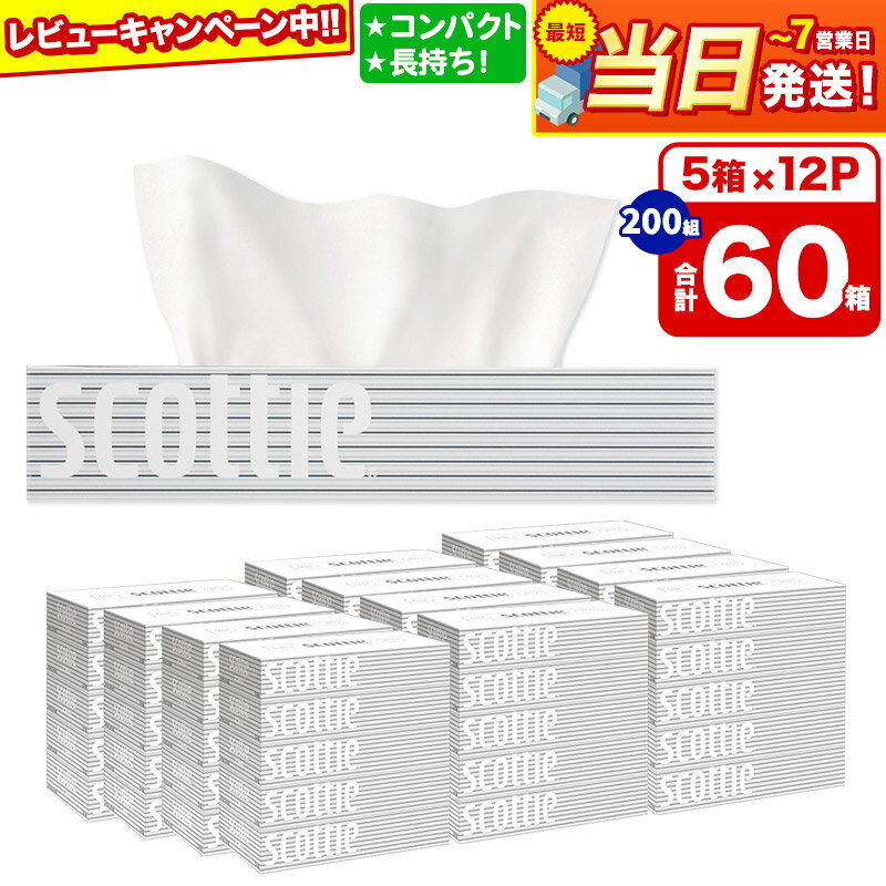 【ふるさと納税】【最短当日発送】ティッシュペーパー スコッティ 200組 60箱(5箱×12パック) ティッシュ 日用品【レビューキャンペーン中】
