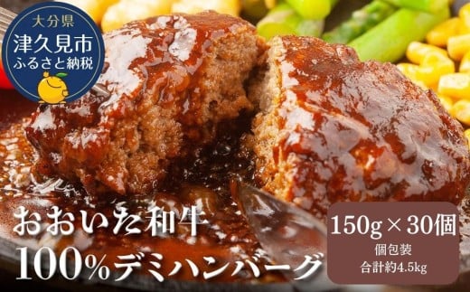 おおいた和牛100%　デミハンバーグ　約150g×30個　合計約4.5kg　|　津久見市　惣菜 ハンバーグ 温めるだけ 冷凍 小分け 肉 牛 簡単調理