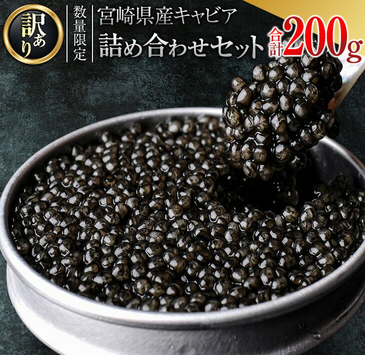 【ふるさと納税】訳あり 数量限定 5つ星ホテル採用 宮崎県産 キャビア 詰め合わせ セット 合計200g 魚卵 魚介 魚貝 国産 熟成 新鮮 高級 希少 食品 三大珍味 黒いダイヤ おすすめ 水産物 おつまみ ご褒美 お祝い 記念日 パーティー 日南市 送料無料