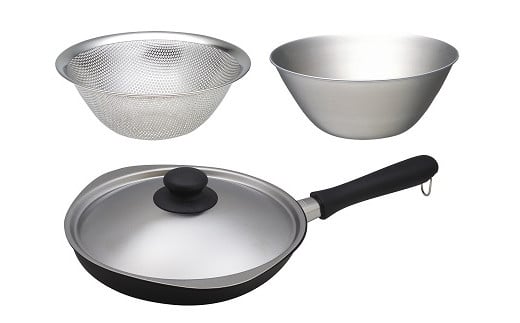 マグマプレート加工フライパン25cm (蓋付き) + ボウル・パンチング19cm FC020283