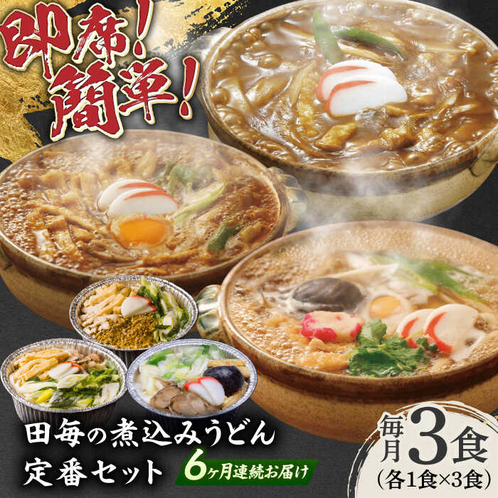 【ふるさと納税】【6回定期便】うどん 岐阜の味 田毎の煮込みうどん定番セット 即席 カンタン 麺 うどん カレーうどん 味噌煮込みうどん すまし煮込みうどん 冷凍 半年 定期便 3種類 詰め合わせ 食べ比べ 鍋不要 老舗の味 名店 ギフト 人気 岐阜市 / ラボレムス[ANFP011]