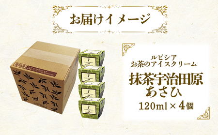【北海道の生乳×ルピシアのお茶 アイス】グラスnadソルベ（抹茶宇治田原あさひ）４個セット【06140】