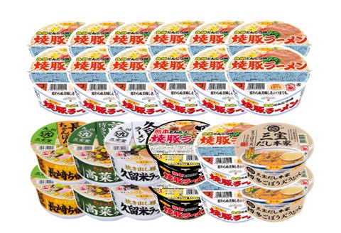 焼豚ラーメン・カップ麺詰合せ 計24食入(12食×各1ケース)【サンポー サンポー食品 カップラーメン うどん 麺 熊本とんこつ】A5-A001023