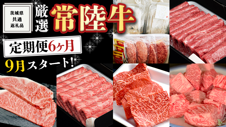 《 定期便 9月スタート 》 厳選 『 常陸牛 』 6ヶ月セット （ 茨城県共通返礼品 ） A5 A4 肉 焼肉 国産 霜降 サーロイン もも ハンバーグ ステーキ すき焼き しゃぶしゃぶ [BM029us]