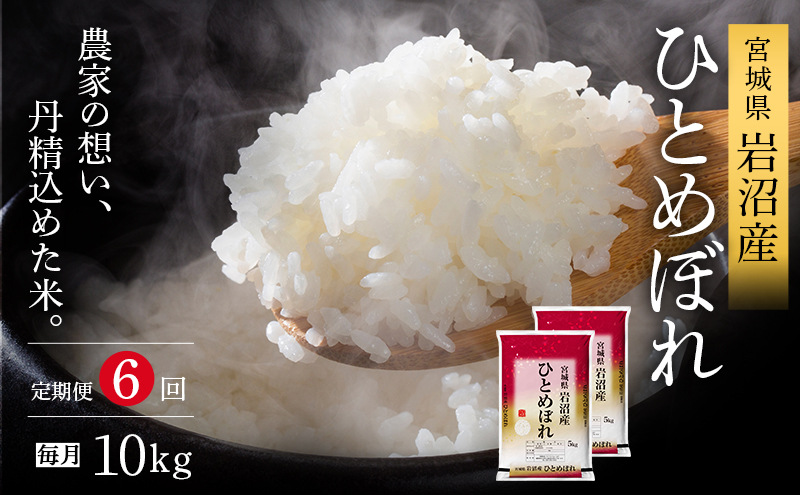 【先行予約/6ヶ月連続定期便】令和7年産新米 ひとめぼれ 10kg×6回 米 岩沼産 お米 白米 精米 ブランド米 単一原料米 10キロ こめ コメ おこめ ご飯 ライス 東北 宮城県産 宮城県産ひとめぼれ 宮城米