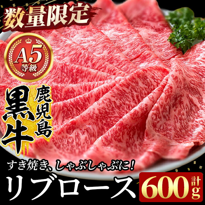 【ふるさと納税】＜数量限定＞鹿児島黒牛リブロース肉600g(A-5等級) 国産 鹿児島黒牛 牛肉 鹿児島県産 黒毛和牛 肉 精肉 牛 すき焼き しゃぶしゃぶ A5等級【九面屋】