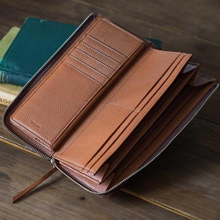 【ふるさと納税】【長財布】Zip long wallet　カラー：Red Brown