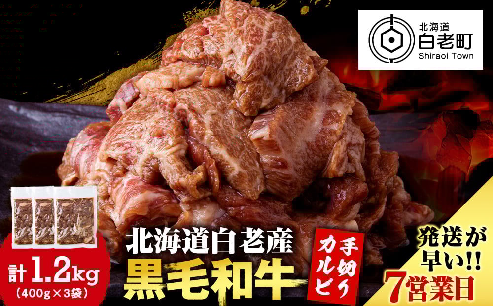 
            白老産黒毛和牛 味付け焼肉 手切りカルビ ピリカルージュ 1.2kg (400g×3パック) 7日営業日以内発送 焼肉 黒毛和牛 小分け 焼肉セット 人気 数量限定 たっぷり大満足 グルメ 訳あり 国産 北海道産
          