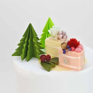 クリスマス [お花のケーキとツリー] 手作りキット・親子で作れる動画付き (折り紙 フラワーアレンジメント)【0505】