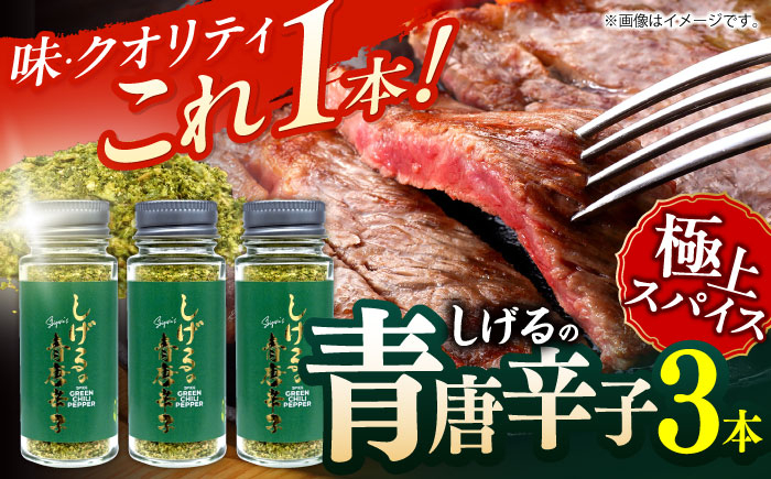 
                  しげるの３本セット(青唐辛子×３)　/　激辛　スパイス　薬味　/　諫早市　/　株式会社飯盛グリーン開発 [AHCY019] 
                