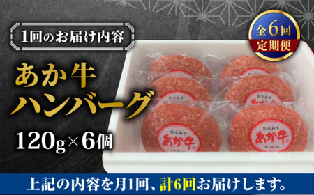 【全6回定期便】あか牛 100％ハンバーグ 約120g×6個【有限会社 三協畜産】[AYCQ084]