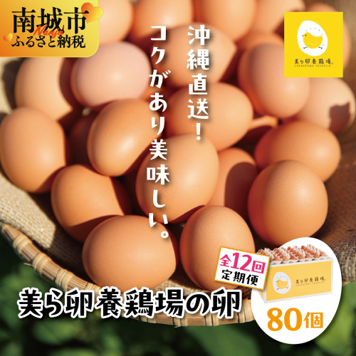 卵の黄身が掴めるほどの新鮮さ 美ら卵養鶏場の卵 80個【12ヶ月定期便】   I  たまご タマゴ  卵 美ら卵 養鶏場 美ら卵 新鮮  養鶏場  定期便   80個   沖縄県 南城市 ふるさと納税 有限会社 美ら卵養鶏場