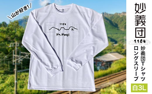 
            山が好き！妙義団Tシャツ　”妙義団1104”　ロングスリーブ白3L　ふるさと納税 Tシャツ やまＴ 長袖 山 妙義山 妙義団 オリジナル デザイン 男女共用 安中市 群馬県 ANX026
          