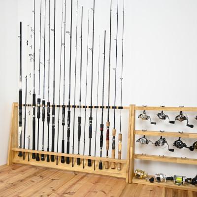 ふるさと納税 横手市 WOOD WORKS ロッドスタンド20本掛け 本体カラー:ライトブラウン/フェルトカラー:ブラック |  | 02