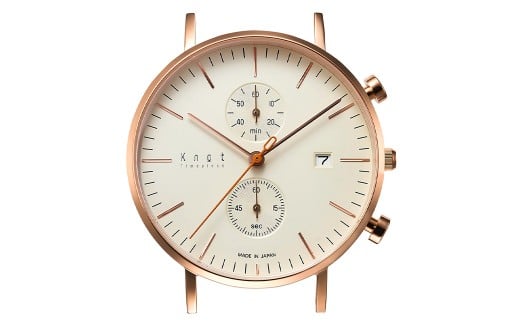【株式会社Knot】 選べる！ ストラップカラー 8色 クラシックシリーズ クロノグラフ ローズゴールド×アイボリー （CC-39RGIV） 腕時計 時計 ストップウォッチ ウォッチ 日本製 電池式 東京都 武蔵野市