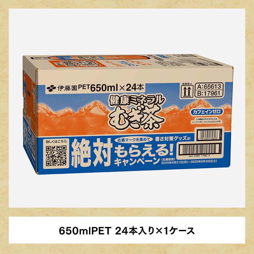 【6ヶ月定期便】健康ミネラル むぎ茶650ml×24本 【 お茶 麦茶 ムギ茶 飲料 水分補給 ソフトドリンク ペットボトル カフェインゼロ カロリーゼロ 全6回 】[D07357t6]