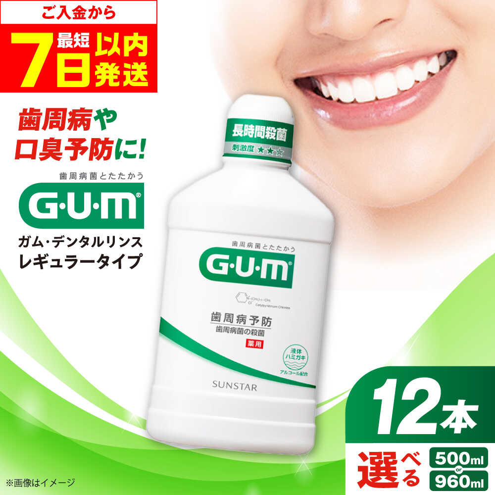 【ふるさと納税】【最短7日以内発送】【選べる容量】ガム・デンタルリンス　＜レギュラータイプ＞ 歯磨き はみがき 歯ブラシ 歯磨き粉 マウスウォッシュ うがい デンタルケア オーラルケア 歯周病 虫歯 口臭 大容量 日用品 歯 人気 ボトル 大阪府高槻市/サンスター[AOAD009]