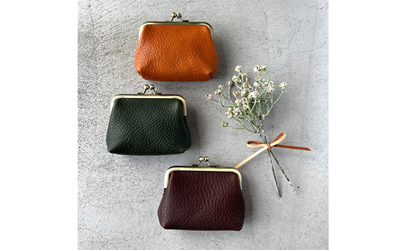 本革 がま口小物入れ 栃木レザー ファッション小物 革小物 シンプル コンパクト 大容量 クレジットカード 小銭入れ 薬入れ イヤホン入れ  グリーン