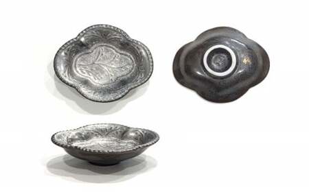 A30-475 有田焼 陶悦窯 銀塗小皿セット 24to3 西富陶磁器