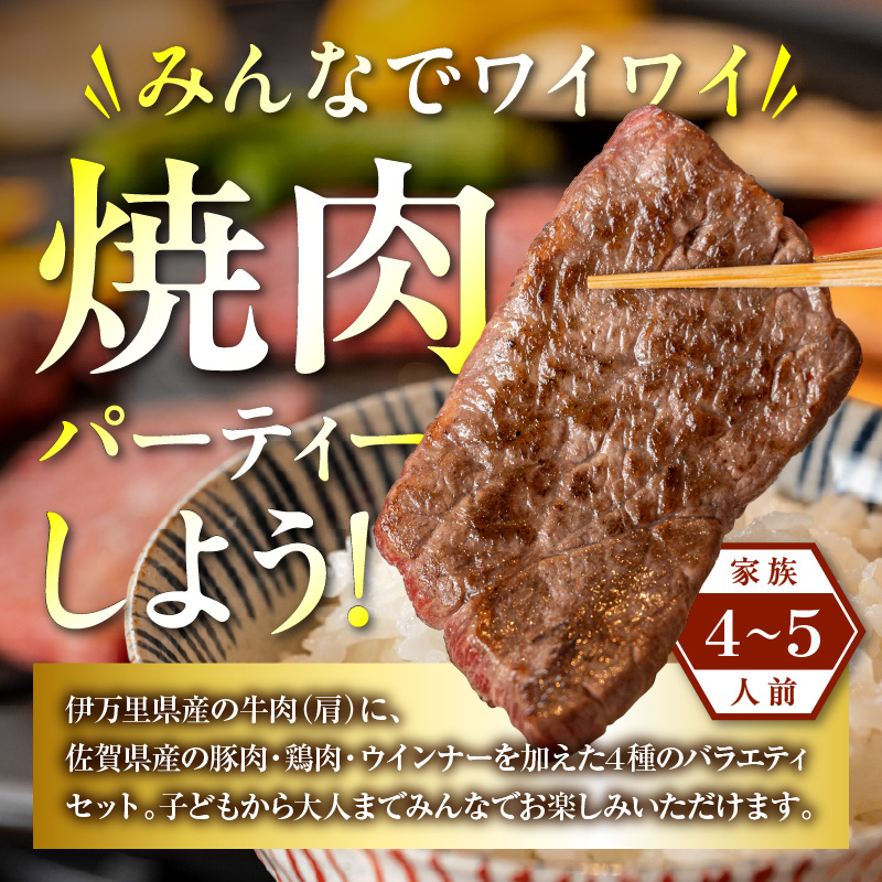 伊万里牛 バラエティ美味 焼肉セット 牛肉 豚肉 鶏肉 1.1kg 006-J298