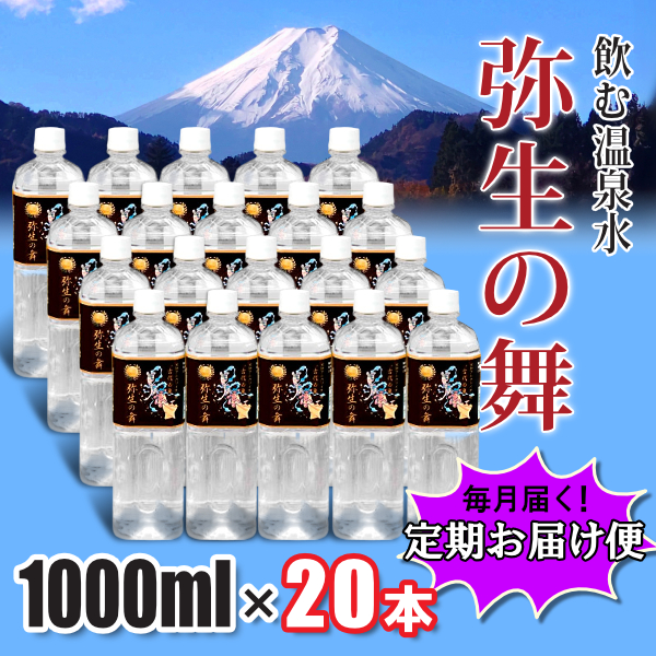 1004-013 【6ヶ月定期便】奇跡の飲む温泉水「真木温泉 弥生の舞」　飲泉力1000ml 20本入り