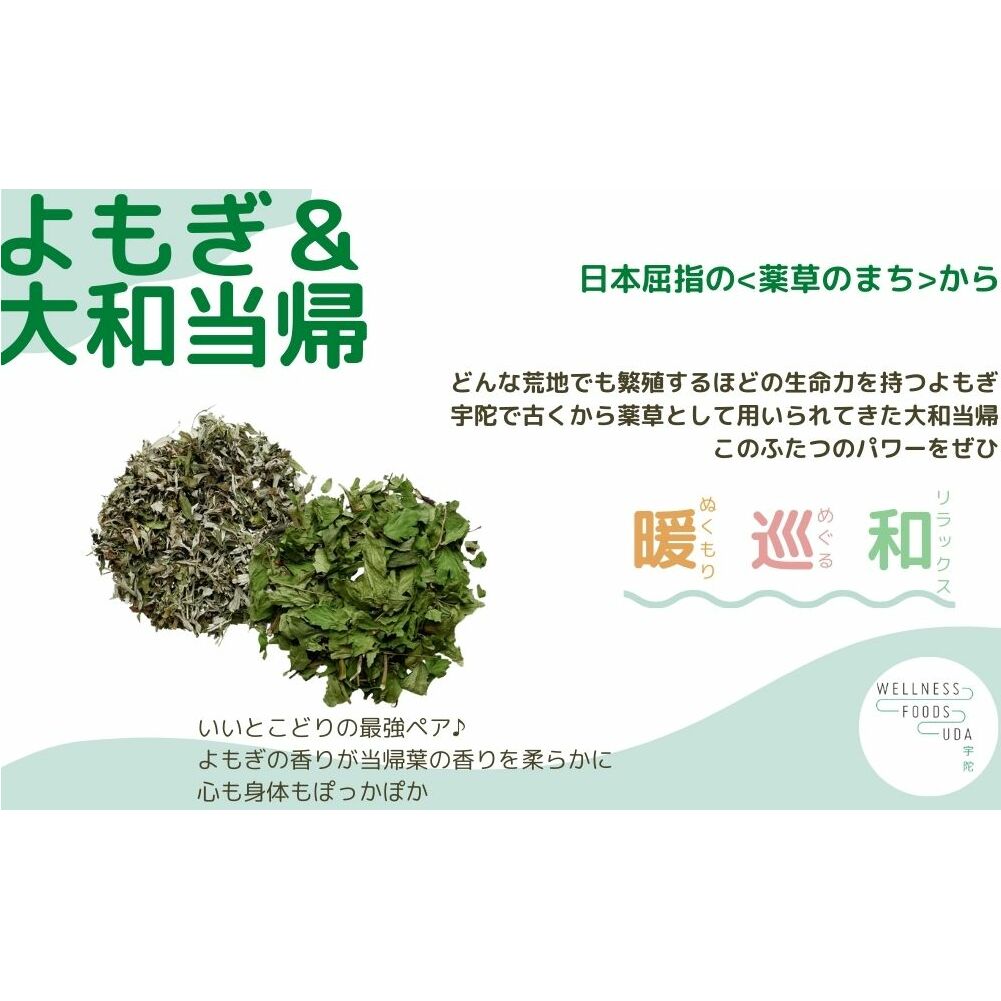定期便12回 よもぎ & 大和当帰 入浴剤 25包 /ウェルネスフーズ UDA ふるさと納税 無添加 有機栽培 おすすめ リラックス ストレス解消 ボディケア 肌荒れ改善 疲労回復 送料無料 奈良 宇