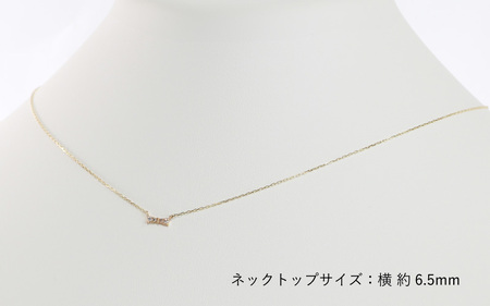 ダイヤモンドのリボンモチーフが可愛い K10ダイヤモンドネックレス K10-01-05