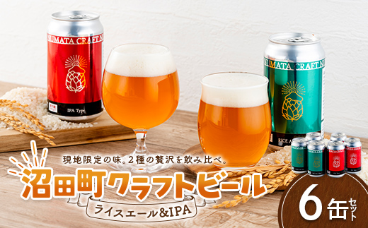 沼田町クラフトビール飲み比べセット IPA ライスエール 6缶（各種3缶） 地ビール ビール 酒 アルコール アルコール飲料 沼田町 北海道 n-0266