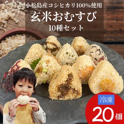ふるさと納税 小松島市 冷凍 おにぎり 玄米 おむすび 10種20個セット 令和7年産  新米 玄米 国産 冷凍おにぎり