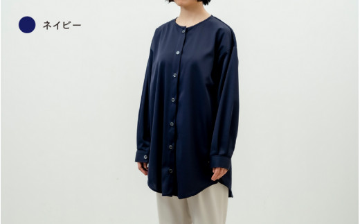 クルーネックチュニックシャツ ネイビー M-L /クルーネック チュニックシャツ シャツ 体型カバー シニアファッション 吸汗速乾 keamu 福井県鯖江市 [E-12301]