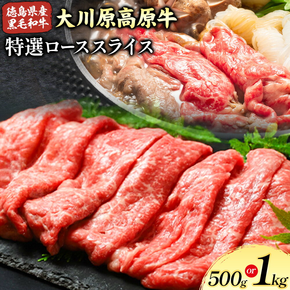 【ふるさと納税】大川原高原牛 特選ローススライス 500g or 1kg 肉の藤原《30日以内に出荷予定(土日祝除く)》│ 和牛 希少 大川原高原 牛肉 鍋 特選 ロース 贅沢 肉じゃが すき焼き 牛丼 弁当 手軽 冷凍 ギフト 贈答 プレゼント お祝い 徳島県 佐那河内村